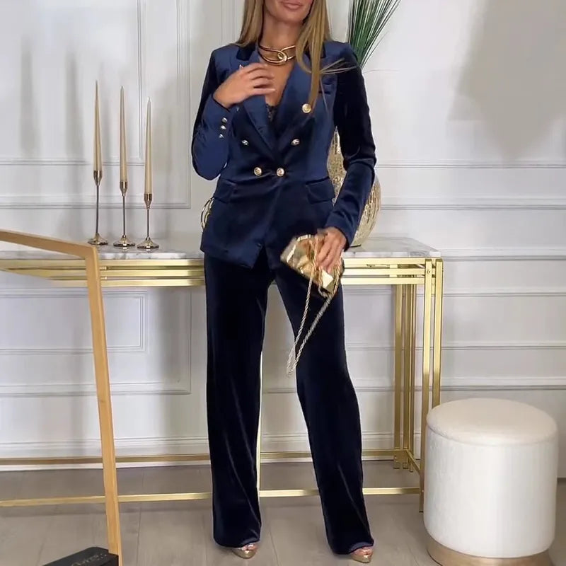 Helinora - Chic Vrouwen Velours Twee-delige Set