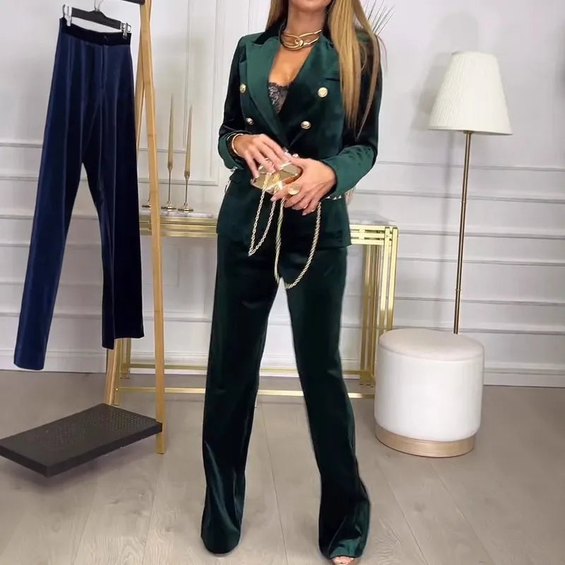 Helinora - Chic Vrouwen Velours Twee-delige Set