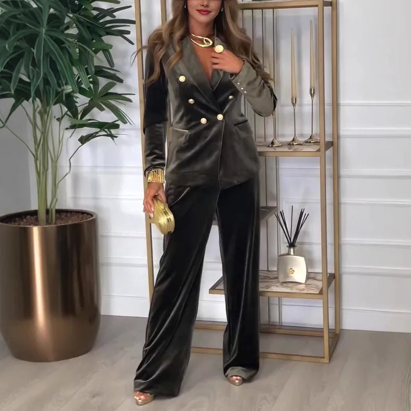 Helinora - Chic Vrouwen Velours Twee-delige Set