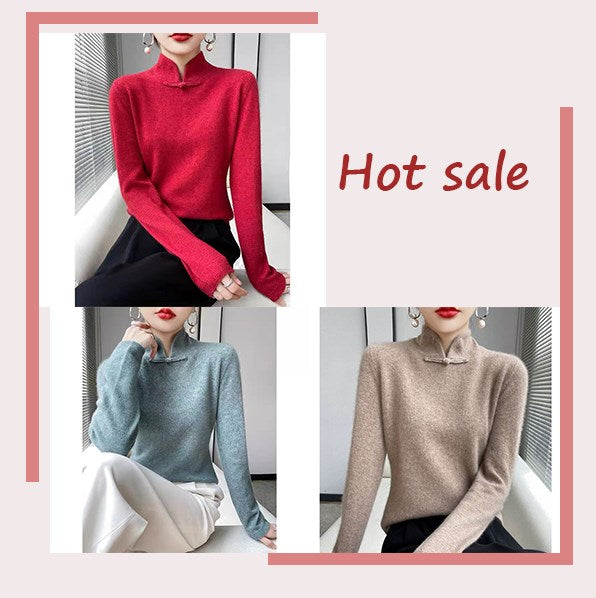 Jovienna - Elegante Wintertrui met Hoge Kraag en Vintage Sluiting