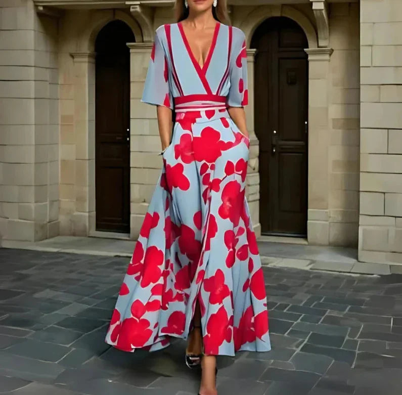 Véronique - Elegante Jurk met Prachtige Lenteprint