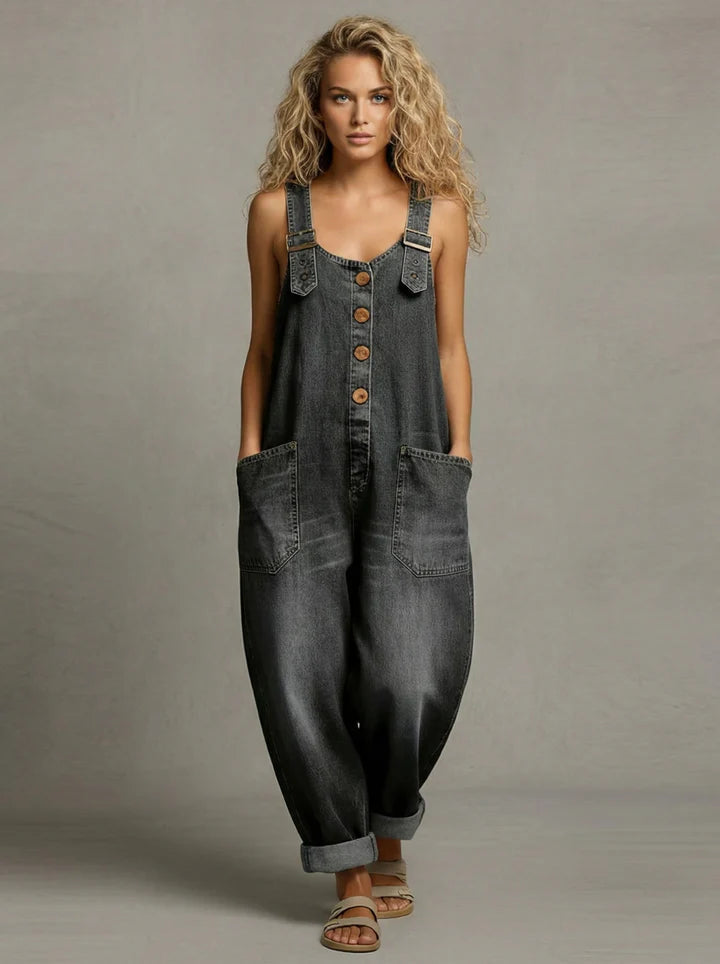 Moxelle - Dames Denim Salopette Groot met Zakken en Bandjes