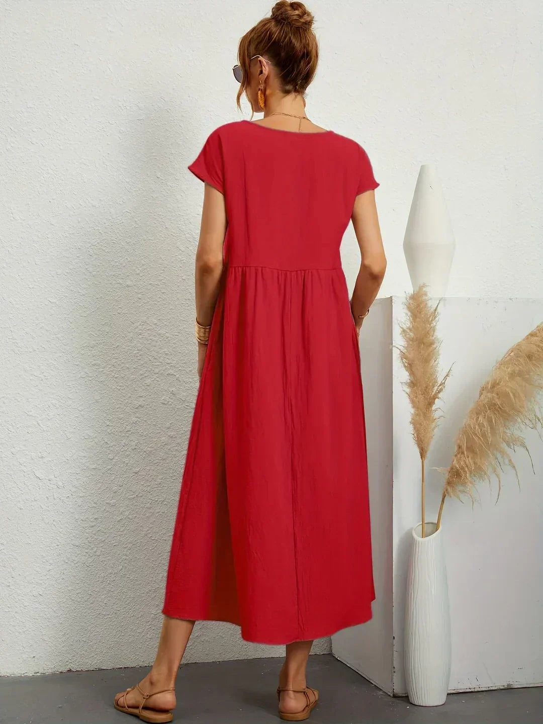 Quessara - Casual Midi Jurk met Vloeiende Snit