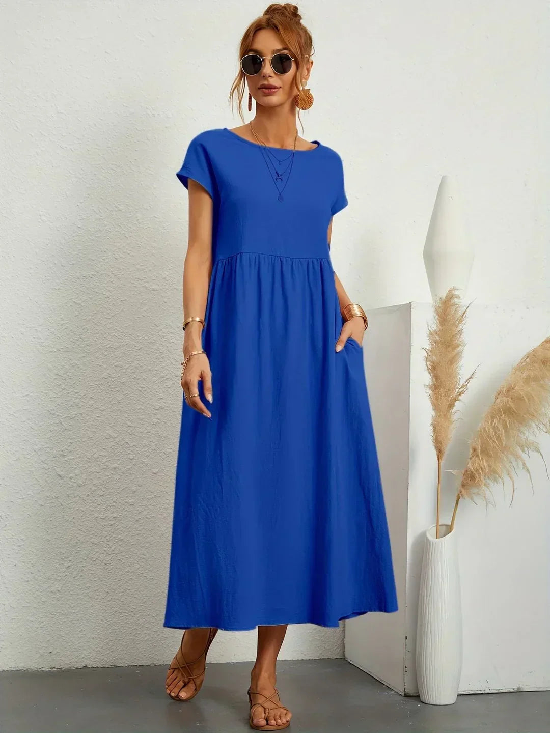Quessara - Casual Midi Jurk met Vloeiende Snit