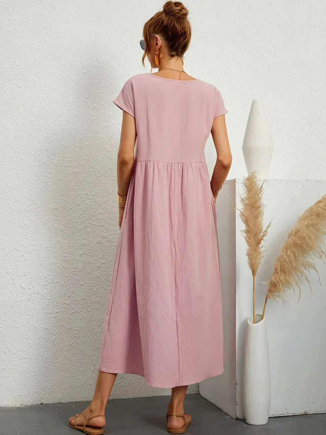 Quessara - Casual Midi Jurk met Vloeiende Snit
