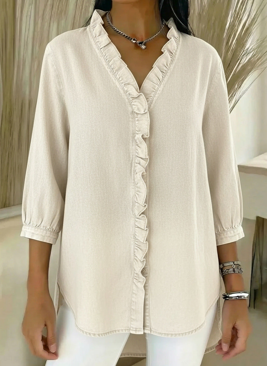 Selyra - Elegante Blouse met Vrouwelijke Volants