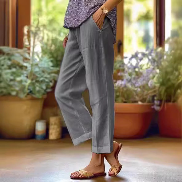 Ixoriae - Ruime Katoenen en Linnen Broek met Elastische Taille