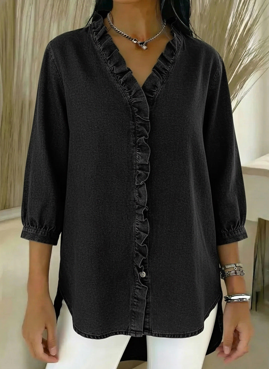 Selyra - Elegante Blouse met Vrouwelijke Volants