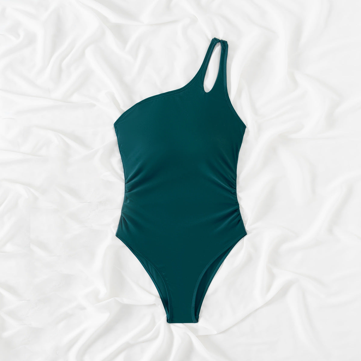 Zenia - Getailleerde one-shoulder badpak