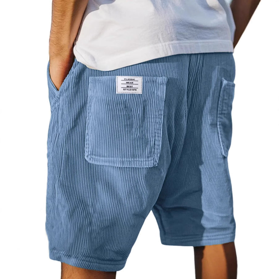 Gideon - Korte mannelijke corduroy shorts met elastische taille casual