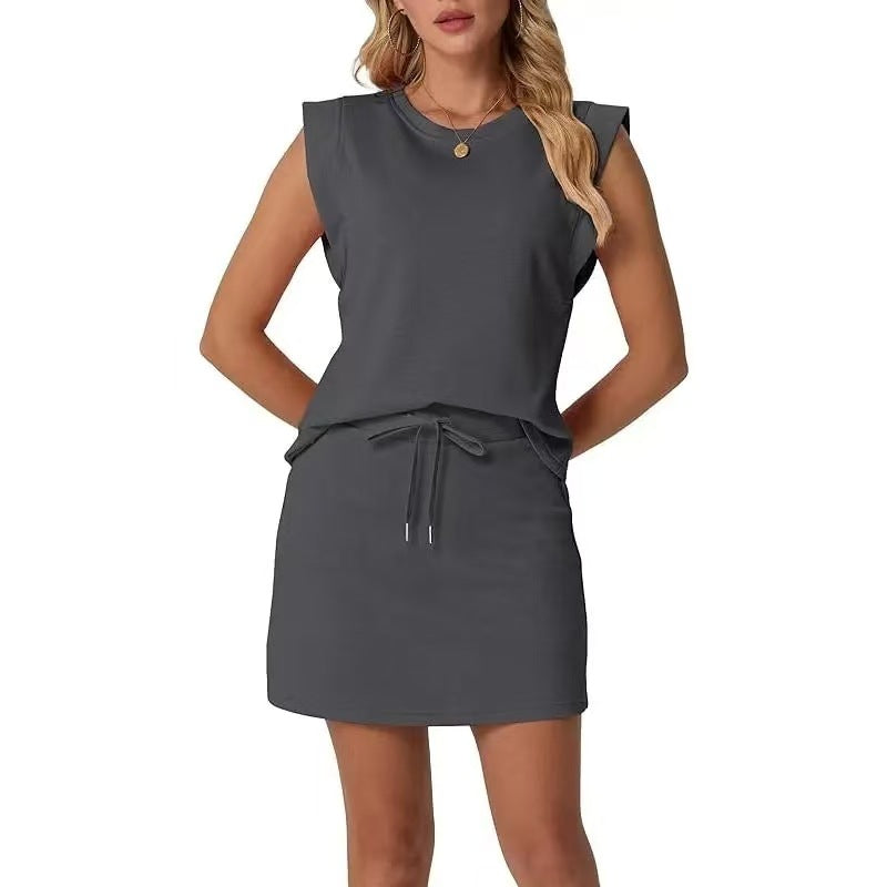 Kaelise - Damesensemble met mouwloze top en strikrok