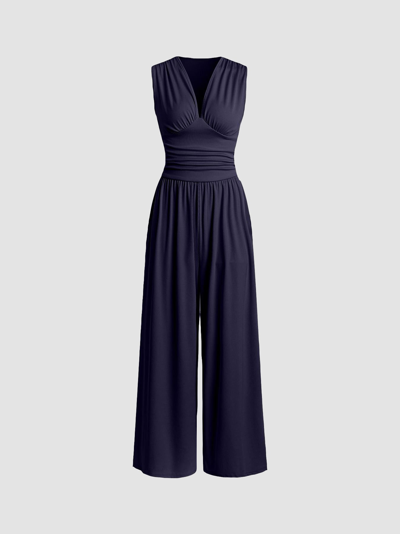 Aurevina - Dames jumpsuit zonder mouwen met V-hals en wijde benen