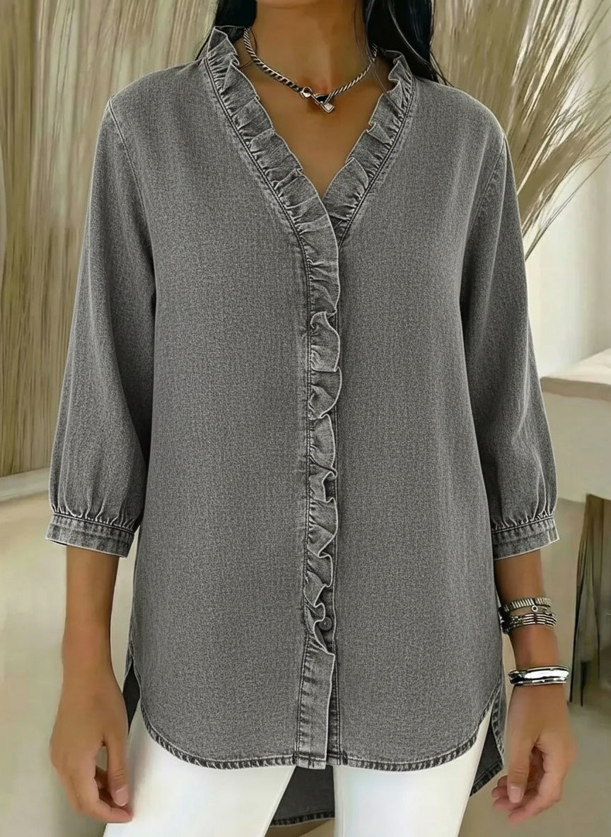 Selyra - Elegante Blouse met Vrouwelijke Volants