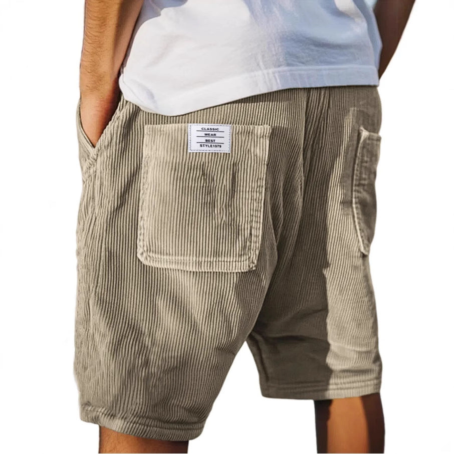 Gideon - Korte mannelijke corduroy shorts met elastische taille casual