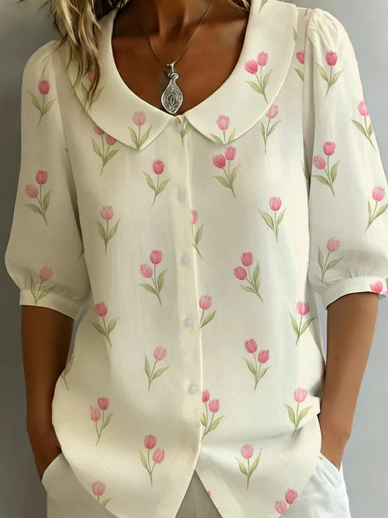 Soryxa - Dames Blouse Met Bloemenprint Lichte Snit Dagelijkse Stijl