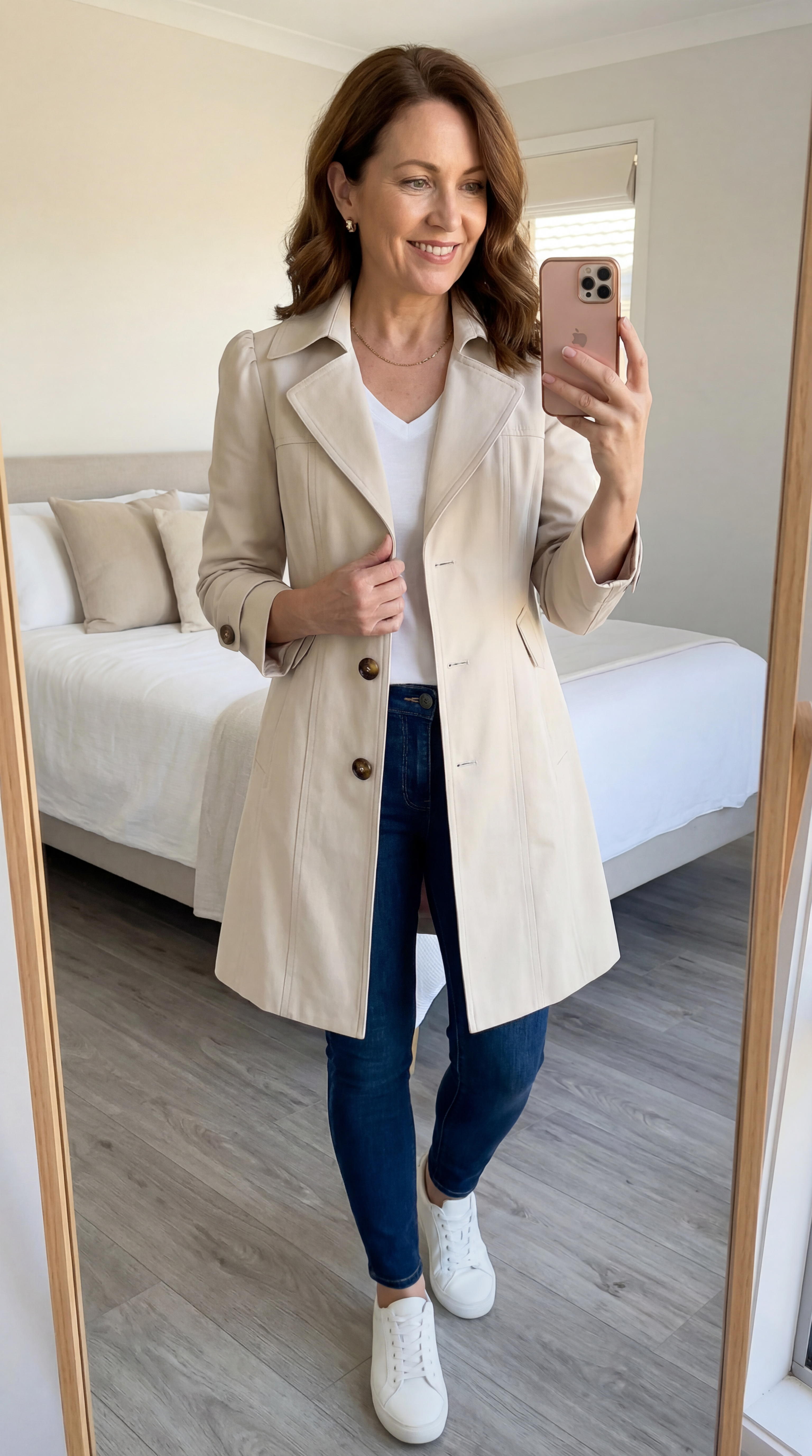 Glyorae - Elegante trenchcoat voor dames met een getailleerde pasvorm in tijdloos klassiek stijl