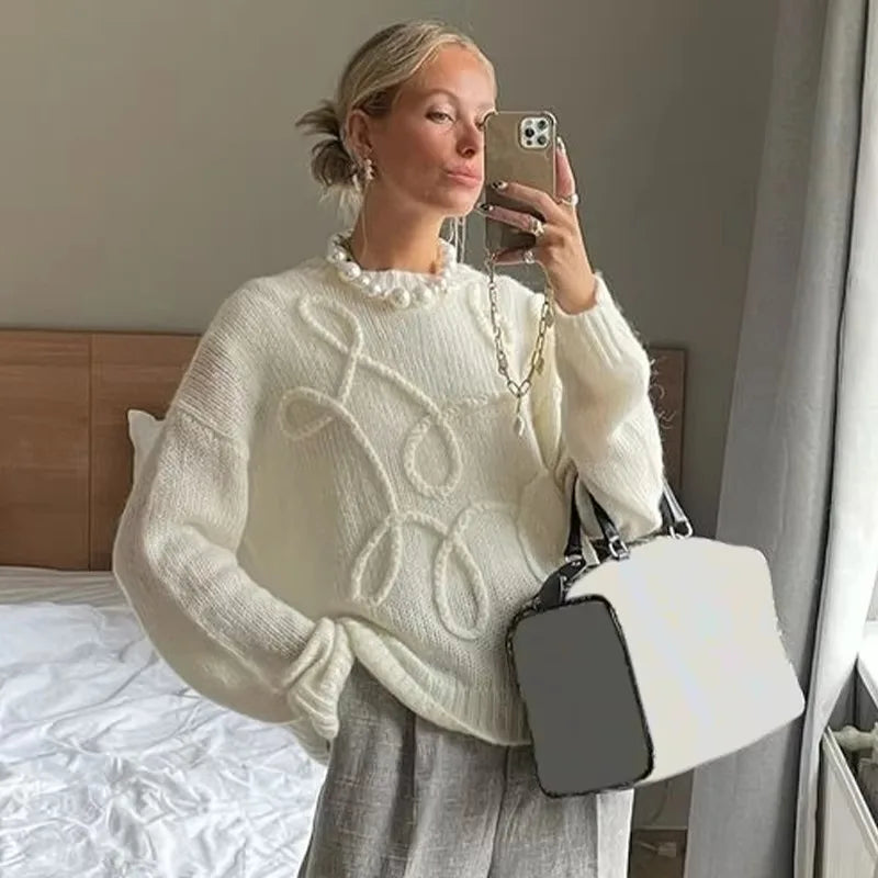 Sylvie - Casual Damestrui met Ronde Hals en Lange Mouwen