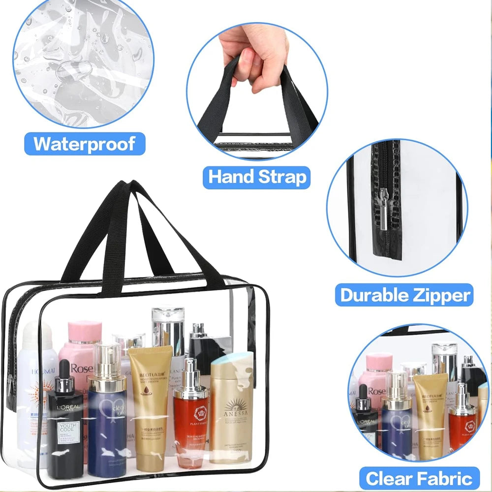 Grands sacs de rangement en PVC transparent pour jouets, sac de rangement en plastique réutilisable pour maquillage et cosmétiques, blocs de construction de Puzzle, 1/3/6/10/12 pièces