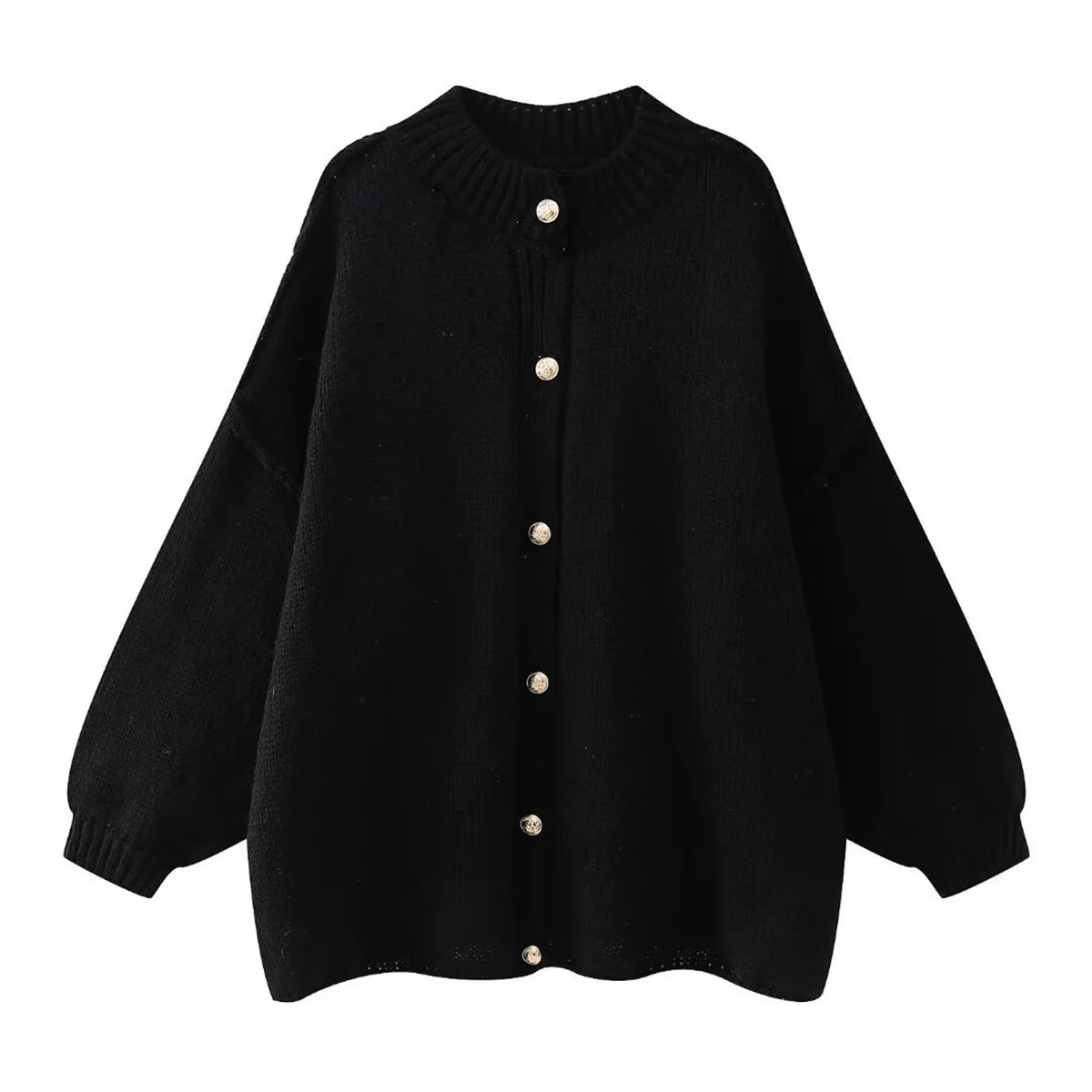 Lili - Oversized Trui met Metalen Knopen