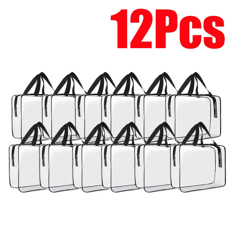 Grands sacs de rangement en PVC transparent pour jouets, sac de rangement en plastique réutilisable pour maquillage et cosmétiques, blocs de construction de Puzzle, 1/3/6/10/12 pièces