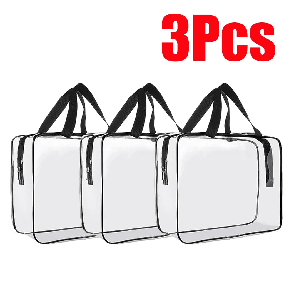 Grands sacs de rangement en PVC transparent pour jouets, sac de rangement en plastique réutilisable pour maquillage et cosmétiques, blocs de construction de Puzzle, 1/3/6/10/12 pièces