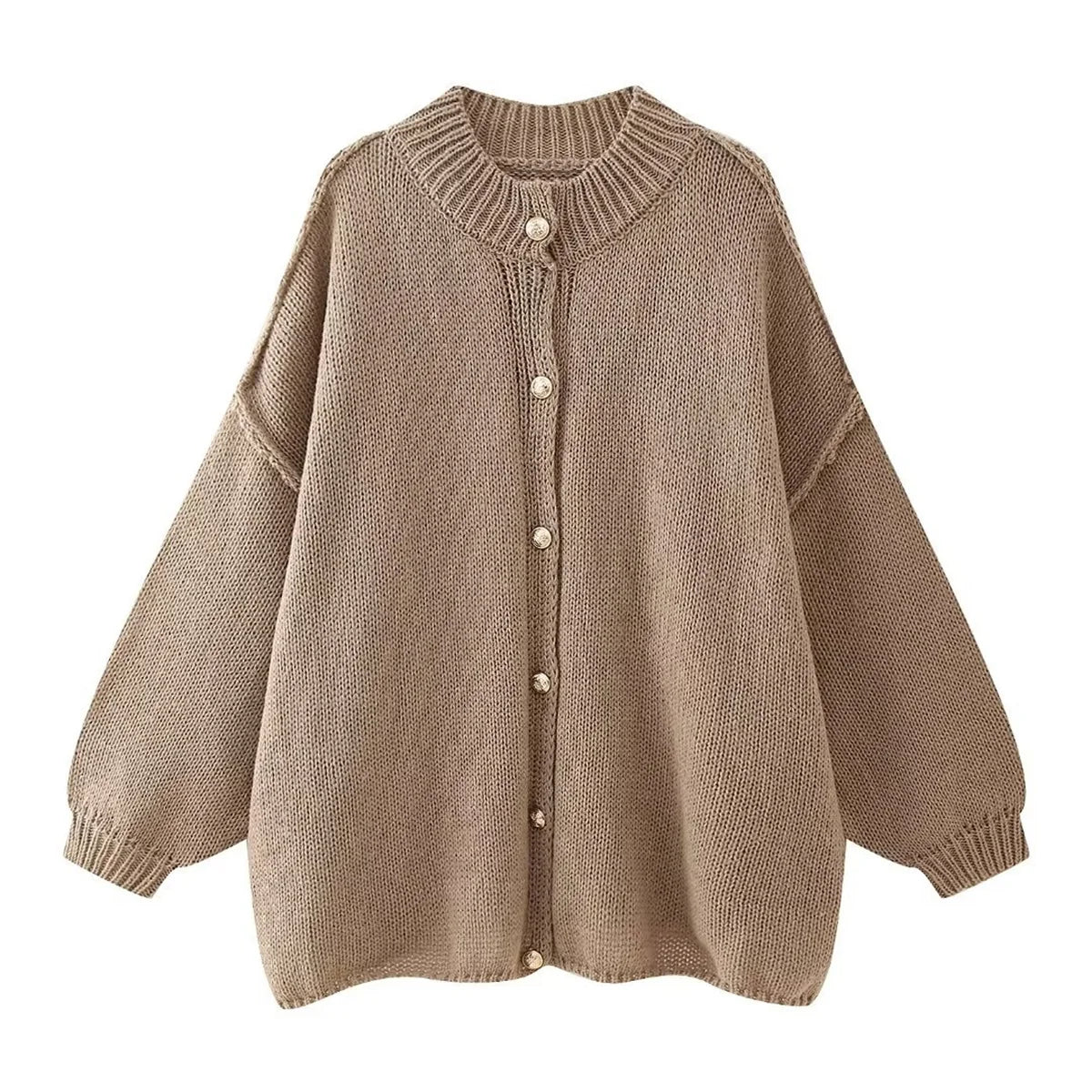 Lili - Oversized Trui met Metalen Knopen