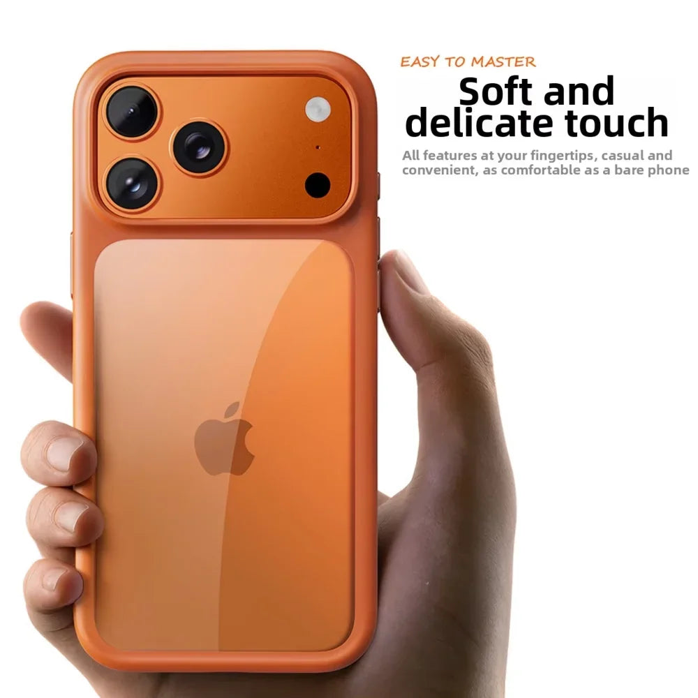 Coque de téléphone transparente de luxe bordeaux pour iPhone 17 18 Pro Max 17 18Pro, boutons métalliques, toucher peau, AI Touch, coque de protection antichoc