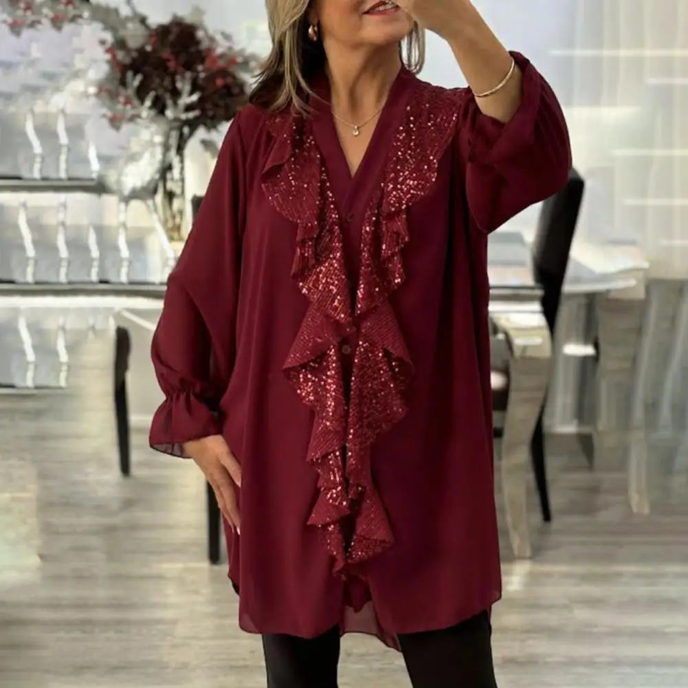 Tharalyn - Elegante Blouse met Vloeiende Volants