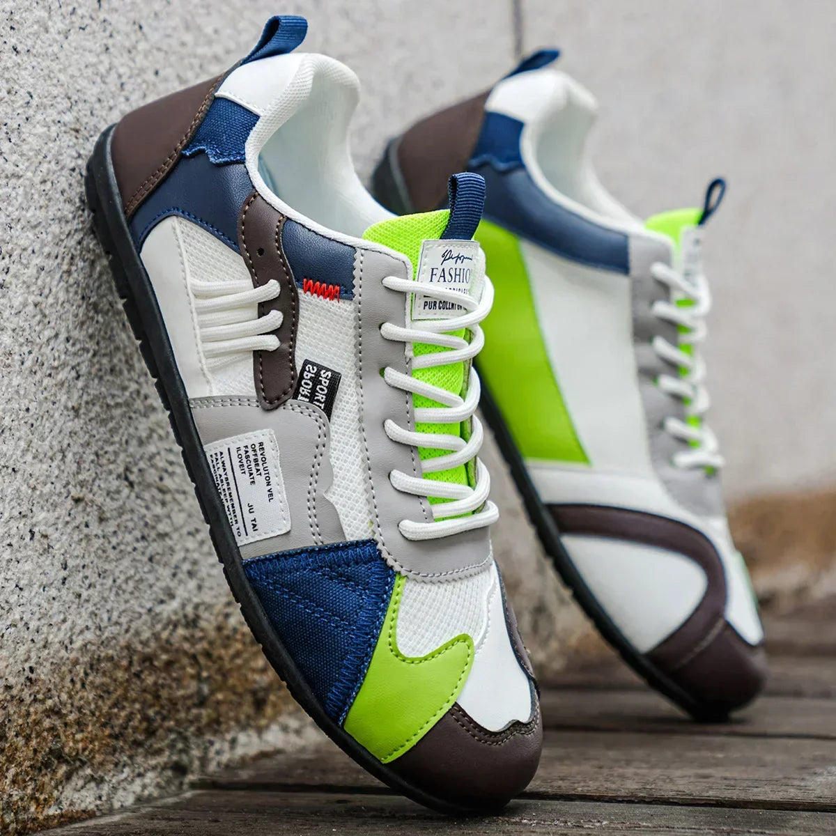 Jasper - Retro heren sneakers met veters en contrasterende details