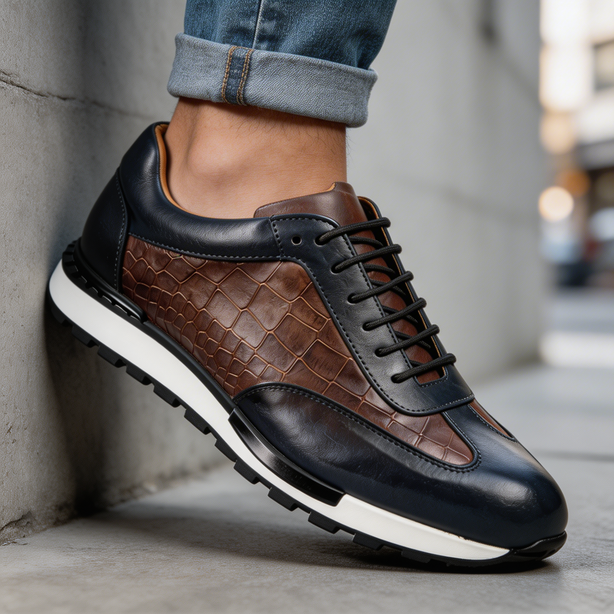 Samuel - Heren sneakers van echt leer met elegante veters