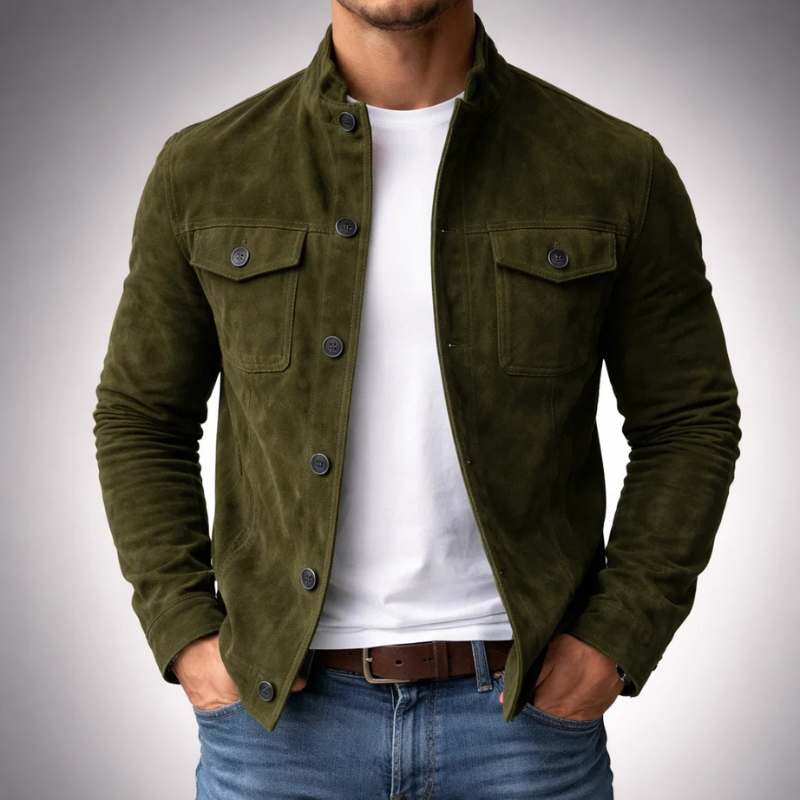Marius - Heren overshirt met suède-effect en borstzakken