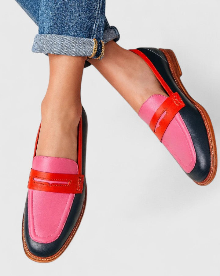 Bexalyn - Dames mocassins leren color block penny loafer comfortabele zool
