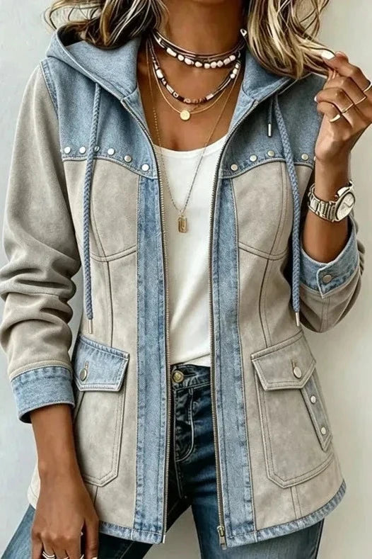Koosje - Dames Bicolor Hoodie met Rits en Zakjes