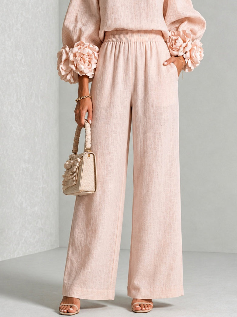 Marloes - Vrouwen tweedelig ensemble met elegante bloemenmouwen