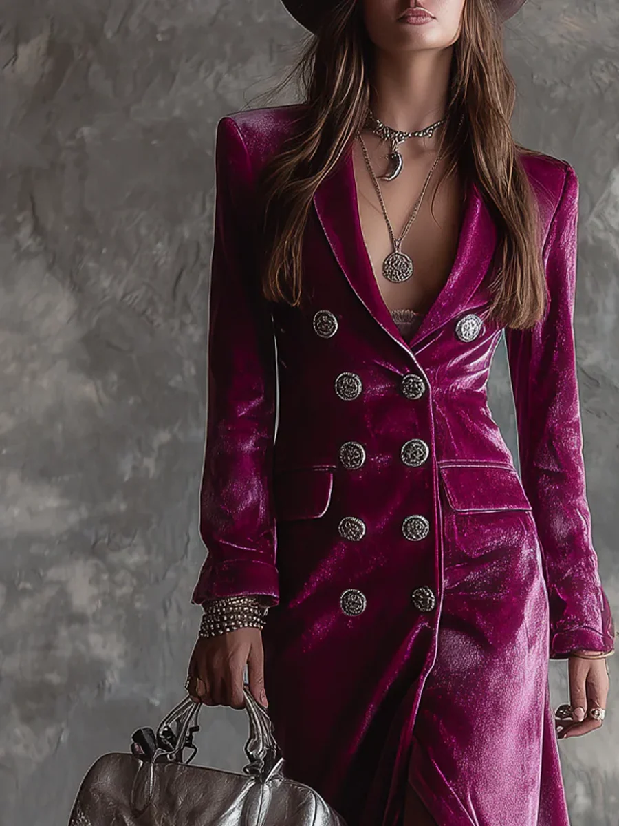 Helavine - Lange Blazer Jurk van Elegant Fluweel