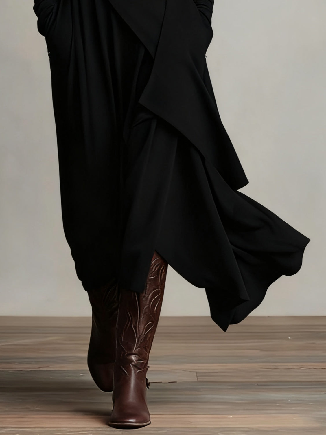 Odélie - Lange jurk voor dames met asymmetrische col en draping
