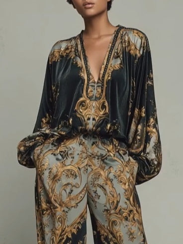 Azmira - Twee-delige Set met Koninklijk Ornamentenprint