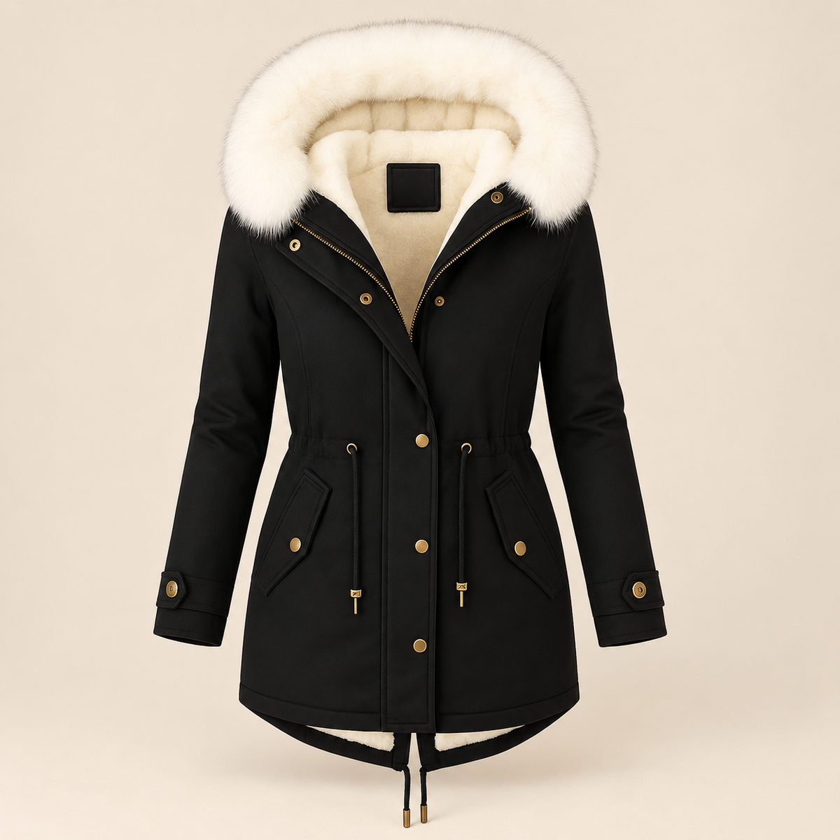 Charline - Lange parka voor dames met capuchon en verstelbare taille