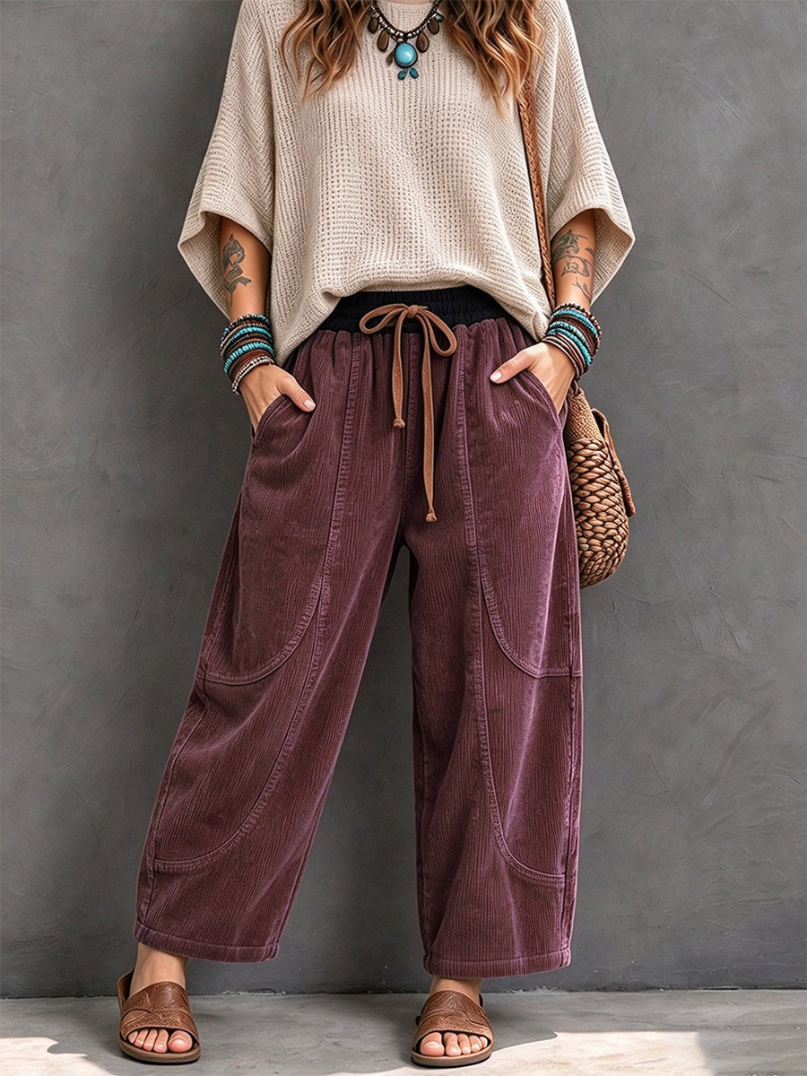 Sientje - Harem broek voor dames van ribfluweel met elastische taille