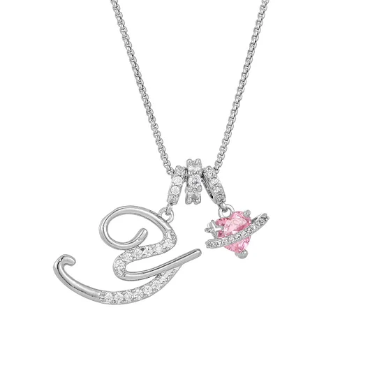 Carmelle - Initialen Ketting Met Roze Hartje