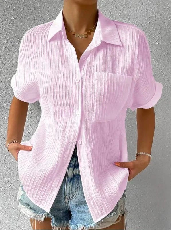 Plyora - Dames Blouse Ruim Met Knopen Klassieke Kraag Casual Stijl