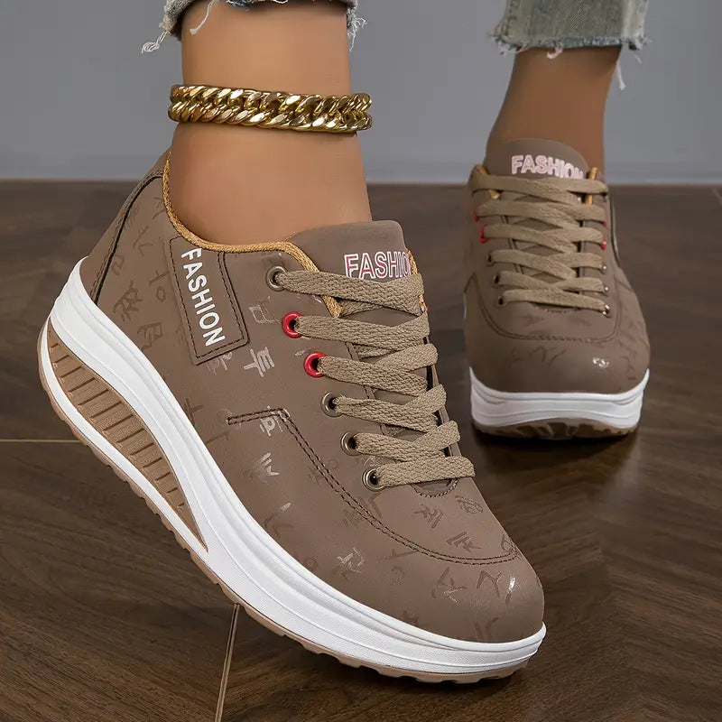 Brelina - Dames sneakers met plateauzool en veters van synthetisch leer voor dagelijks comfort
