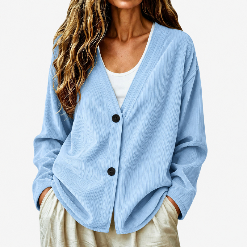 Priscilla - Dames cardigan met V-hals en ruime pasvorm