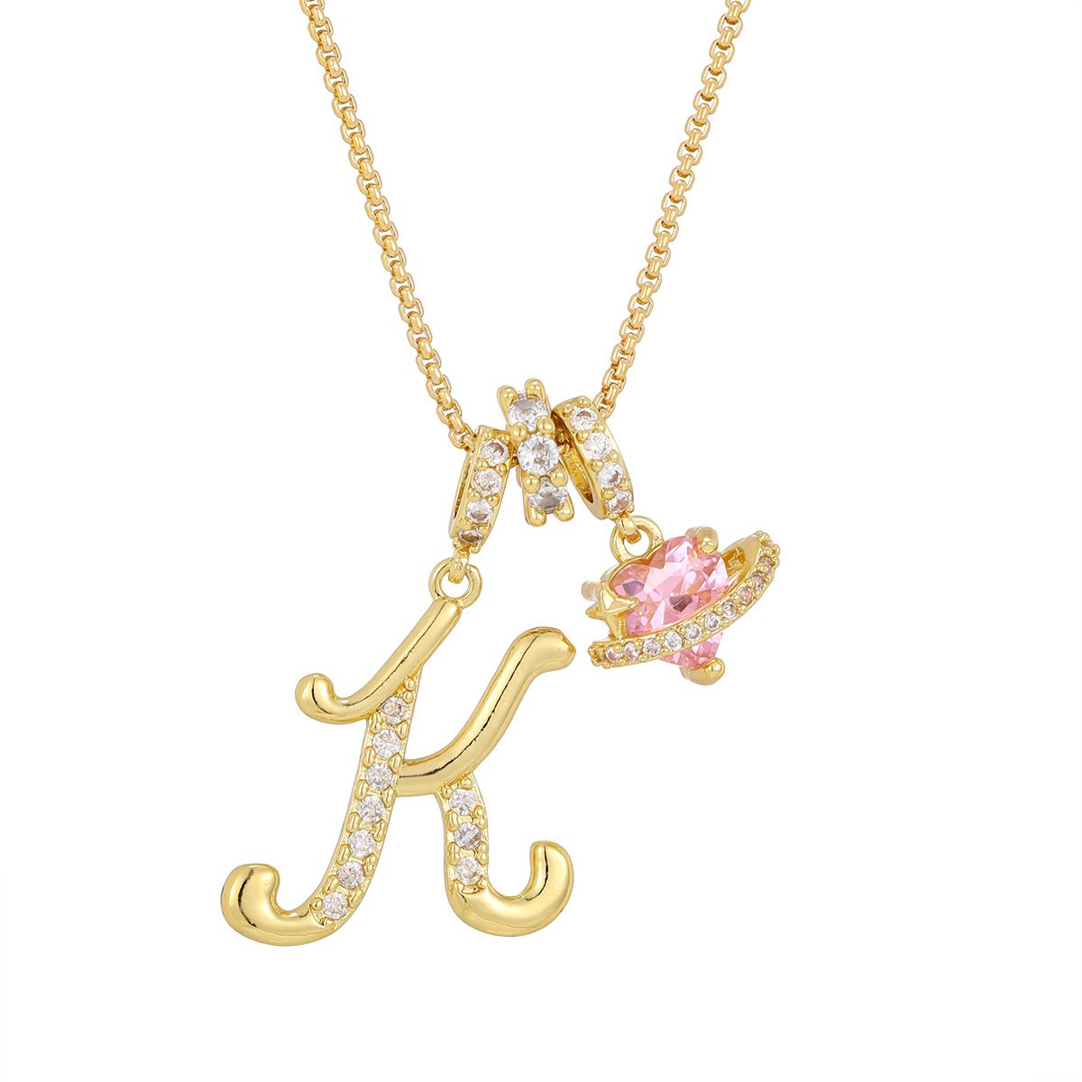 Carmelle - Initialen Ketting Met Roze Hartje