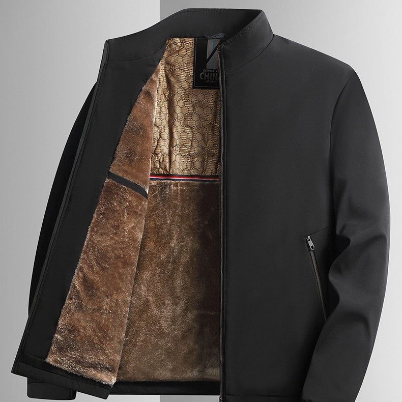 Jacob - Heren warme zip-up jas met beschermende hoge kraag