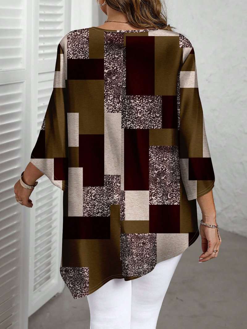 Rhosalivelle - Oversized Blouse met Geruit Motief