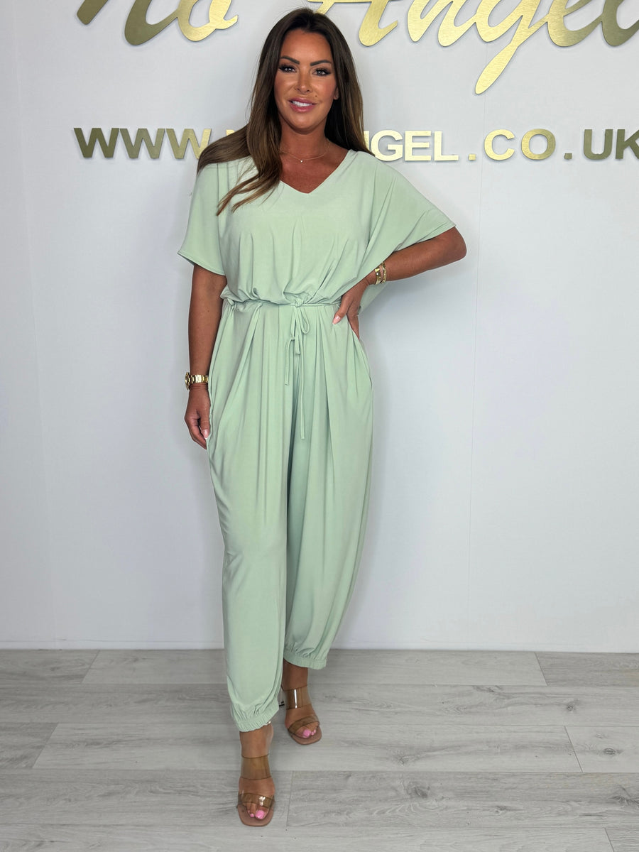 Cymara - Katoenen jumpsuit met V-hals en strikdetail