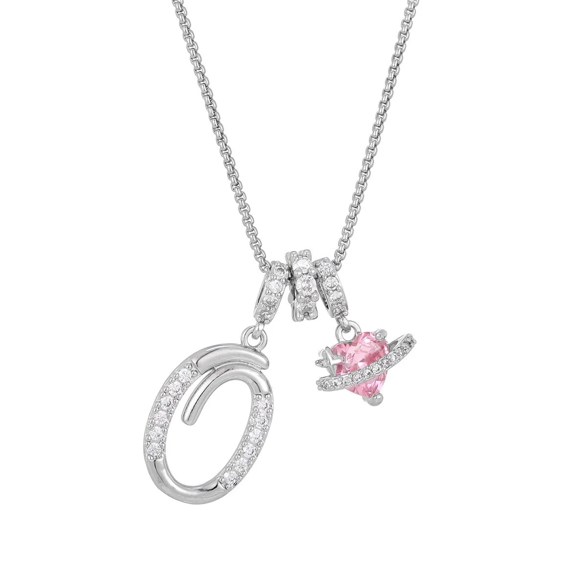 Carmelle - Initialen Ketting Met Roze Hartje