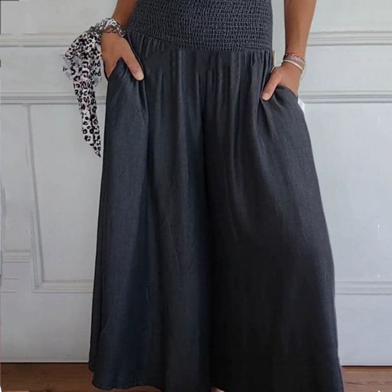 Pravina - Damesjeans met hoge taille en wijde pijpen