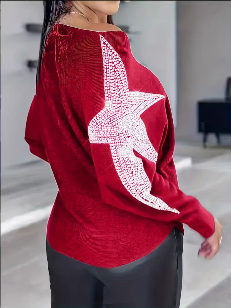 Doralissea - Elegante Lange Mouwen Trui met Sterrenprint
